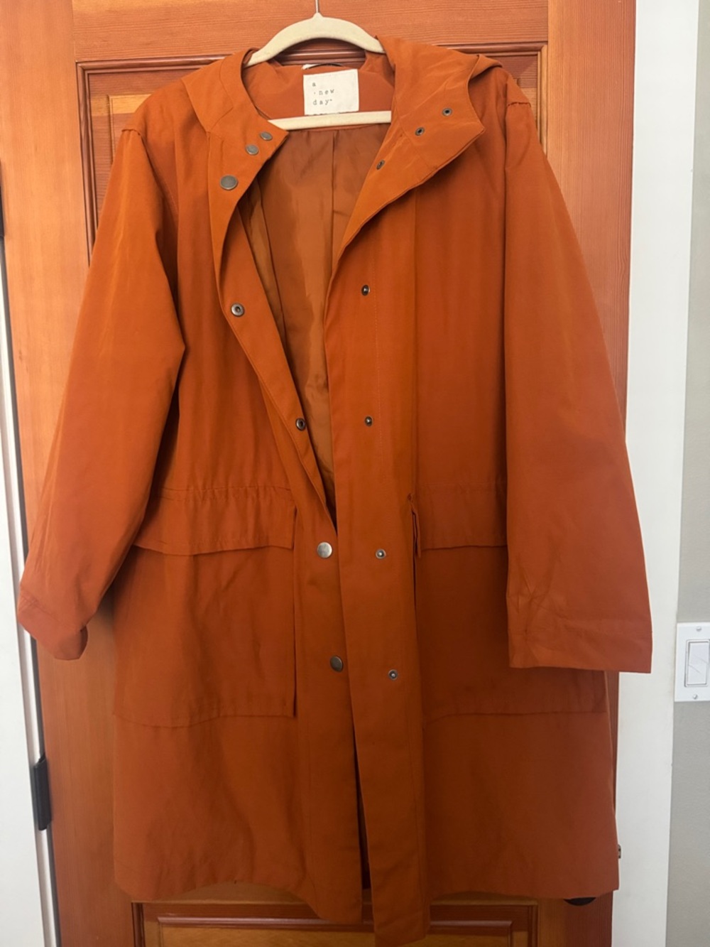 a new day Rust Orange Hooded Trench Coat